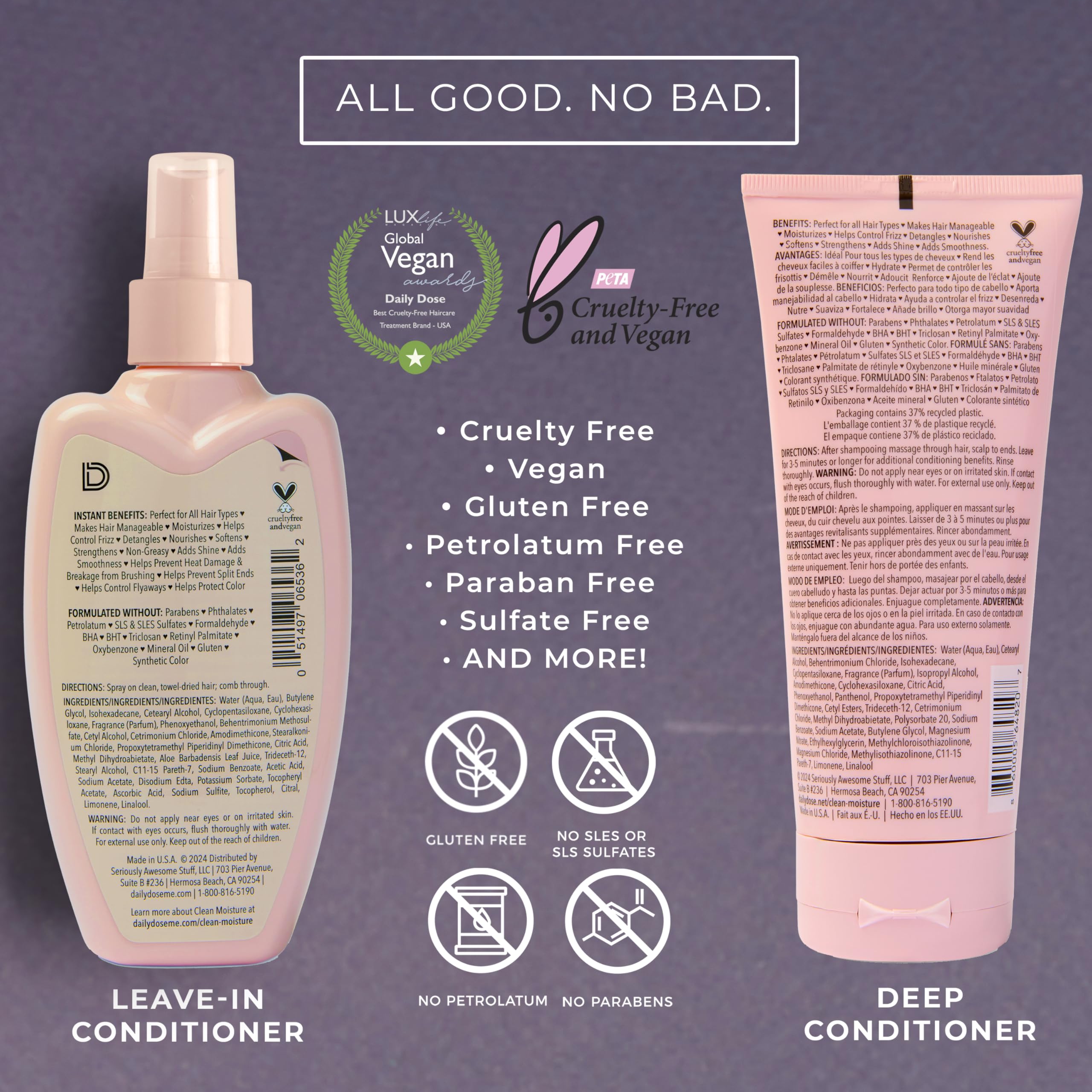 DAILY DOSE hydration and shine close-up shows moisturized, frizz-free hair