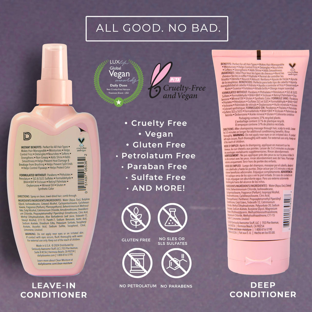 DAILY DOSE hydration and shine close-up shows moisturized, frizz-free hair
