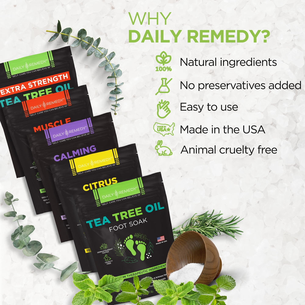 Daily Remedy Foot Soak Salts made in the USA for quality assurance.