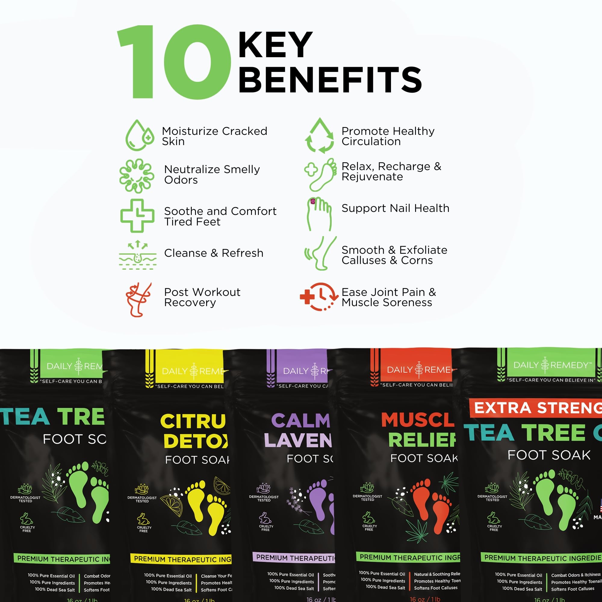 Daily Remedy Foot Soak Salts with citrus soak focus for odor control.