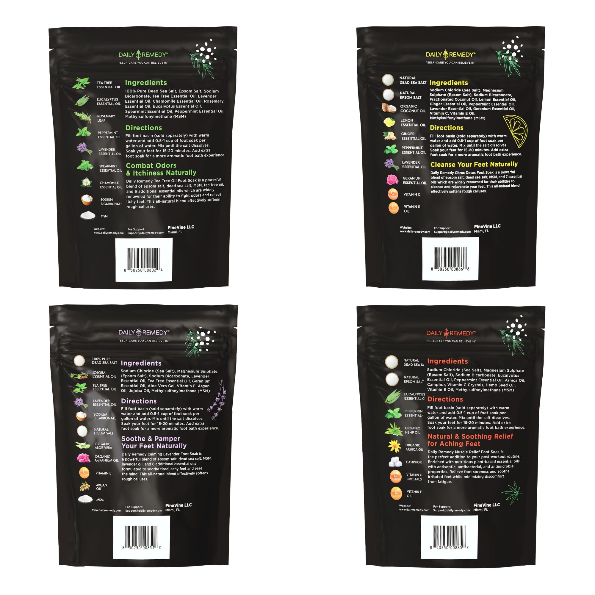 Daily Remedy Foot Soak Salts with muscle relief focus after workouts.