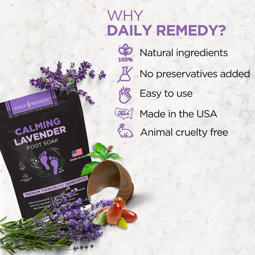 Daily Remedy Lavender soak texture close-up highlighting moisturizing hydration for smoother skin.