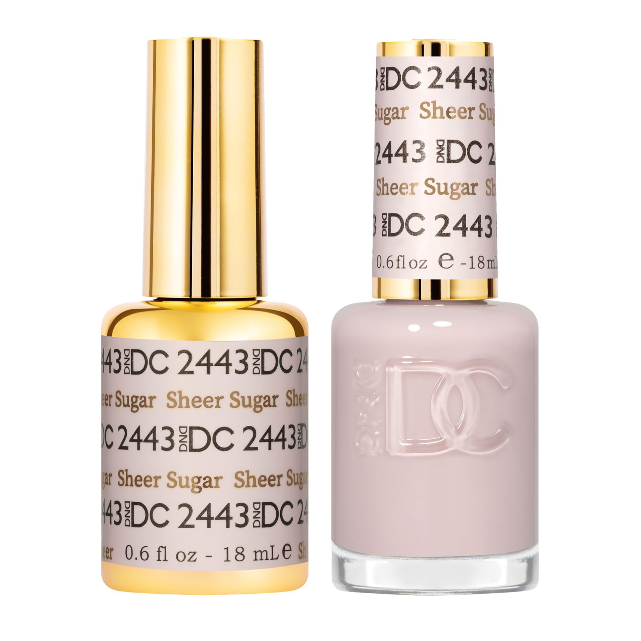 DAISY DND 2443 Sheer Sugar bottle highlights a sheer pink shade for refined nails