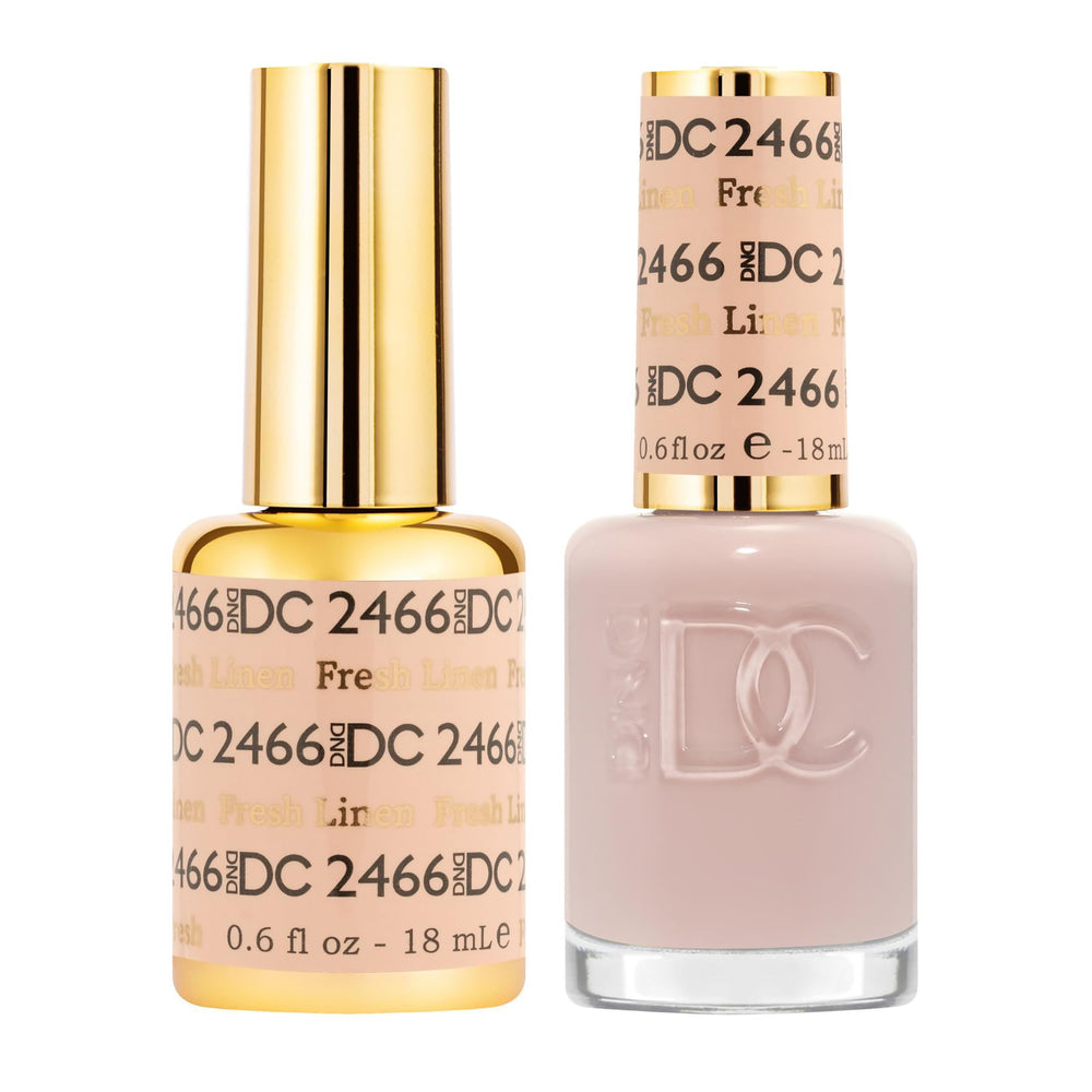 Daisy DND DC Gel Polish Fresh Linen 2466 closeup for elegant sheer manicure.
