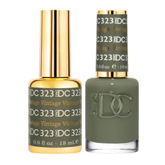 DAISY DND DND DC gel polish Vintage 323 olive green swatch for long-lasting color