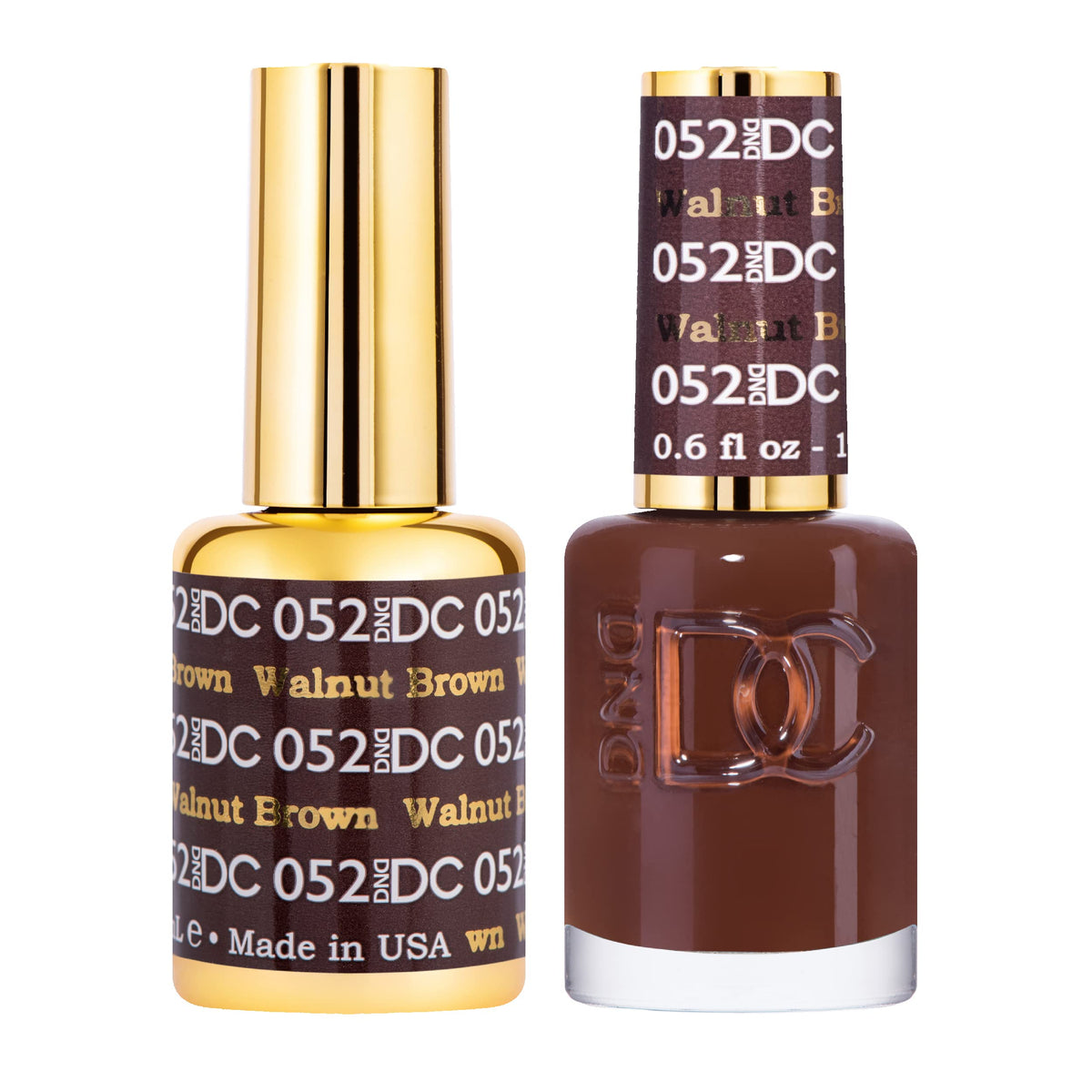 DAISY DND walnut brown bottle closeup shows rich color for at-home mani.