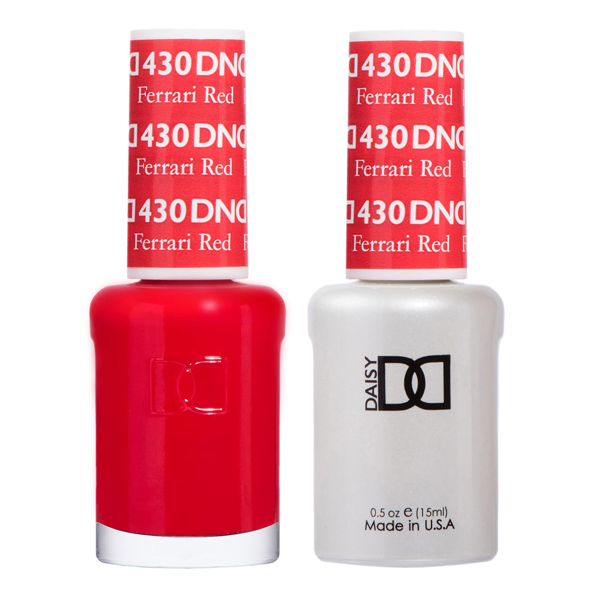 DAISY DND Ferrari Red gel polish bottle offers long-lasting color up to 3 weeks.