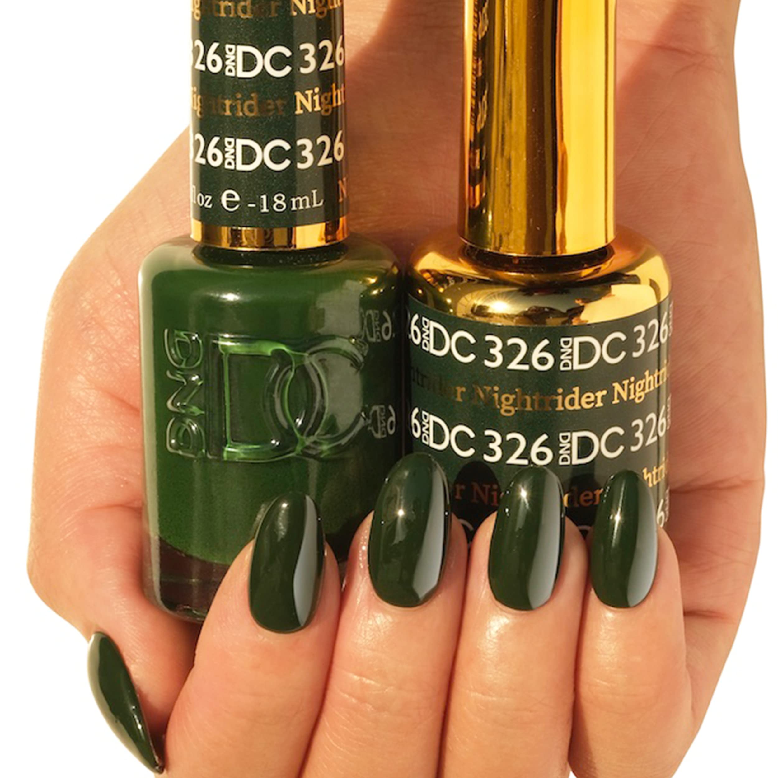Daisy DND Green Collection duo-pack bottles show matching gel and lacquer.