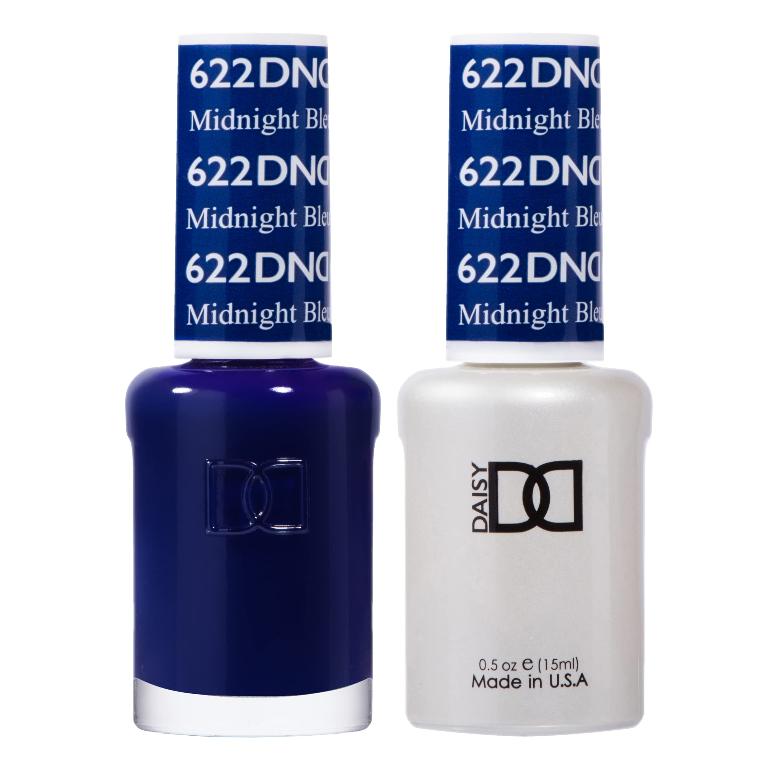 Daisy DND Midnight gel bottle with royal blue finish for durable color.
