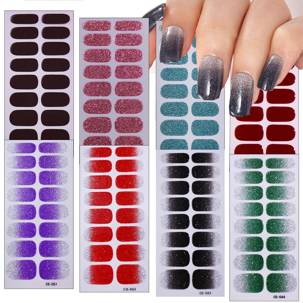 DAJIJIYOU 8-sheets solid color nail polish stickers for fast at-home manicures.