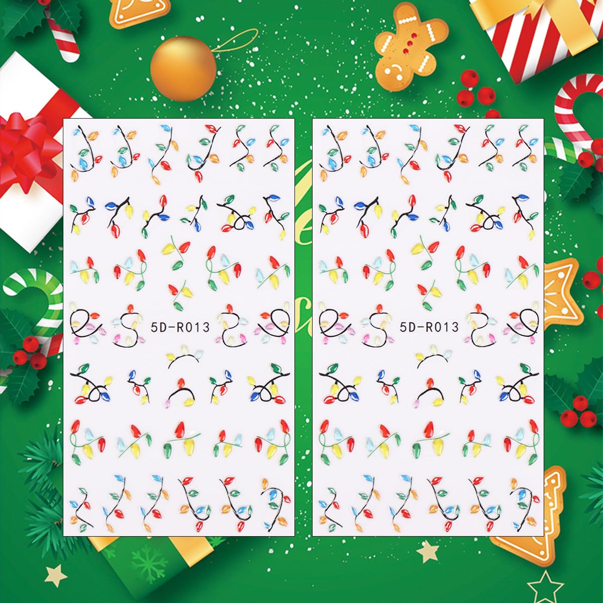 DAJIJIYOU stickers 5D para un look navideño llamativo.