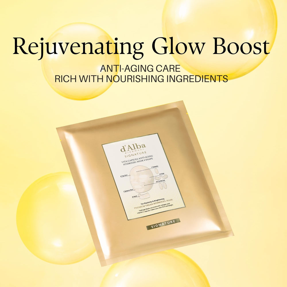 d'alba Piedmont Signature Vita Capsule Hydrogel Mask applied for smooth elasticity