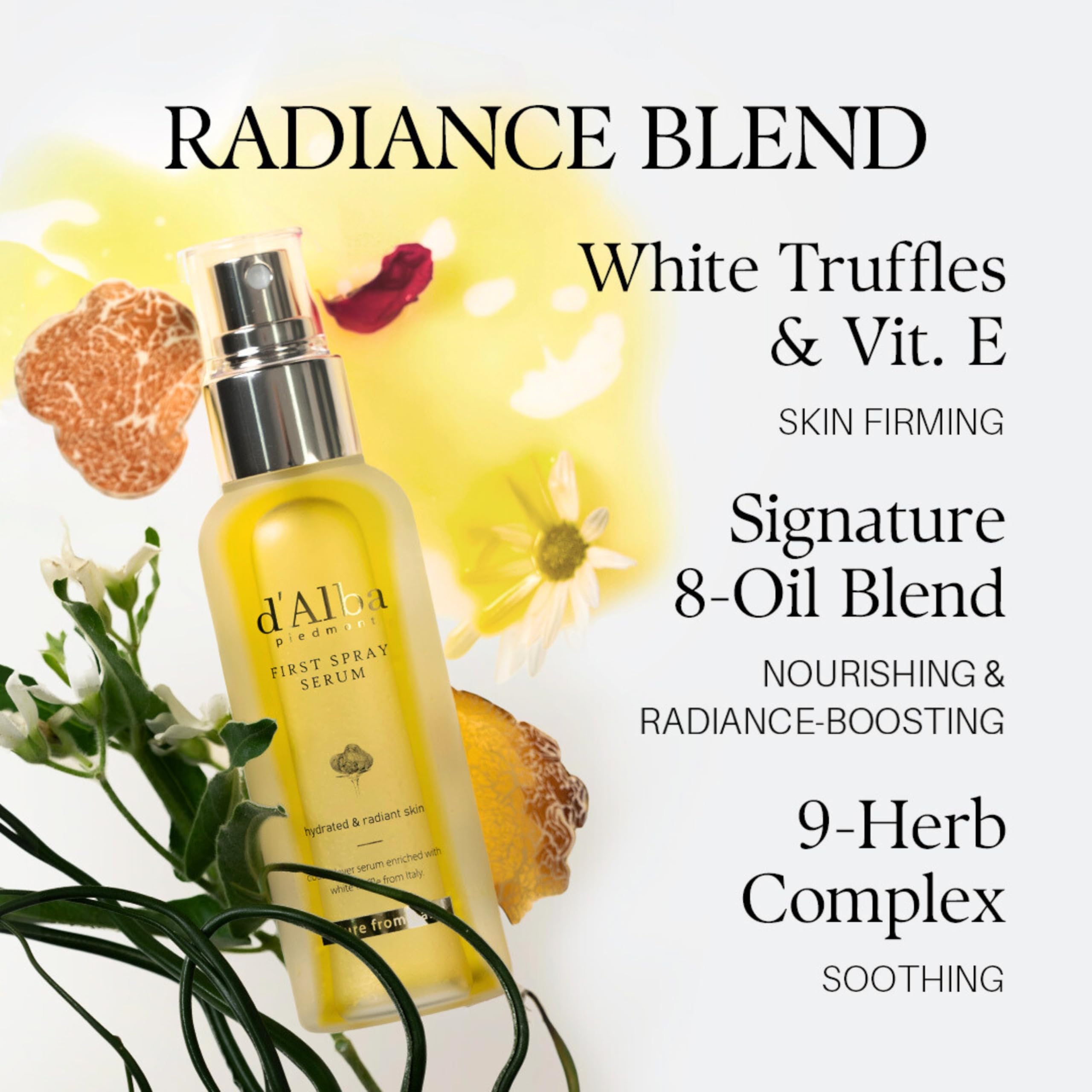 d'alba Piedmont vegan skincare badge beside product image