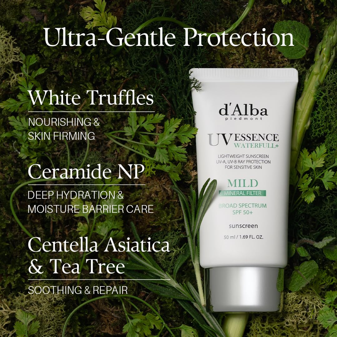 d'alba Piedmont Waterfull vitamin E; guards against environmental stressors with nourishing care.
