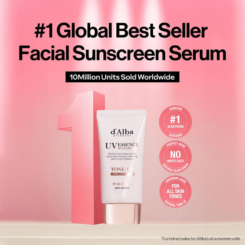 d'alba Piedmont Waterfull Tone-Up Sunscreen Serum texture on skin demonstrates quick hydration with no white cast