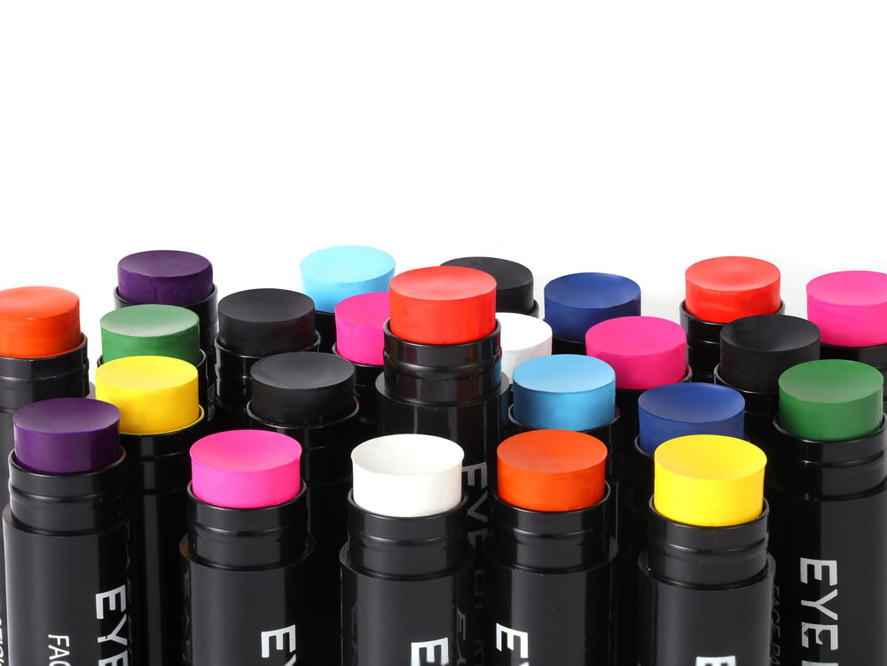 dalvgfn eye-black color collection display shows bold options for team spirit.