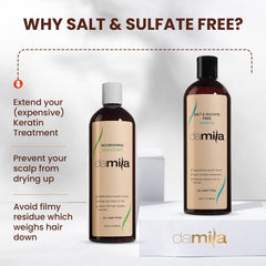 Damila conditioner cream dispense highlights frizz control and curl definition potential.