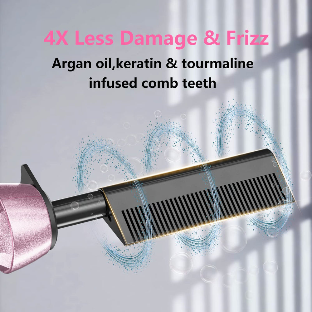 DAN Technology hot comb on wig straightening demonstrates quick styling.