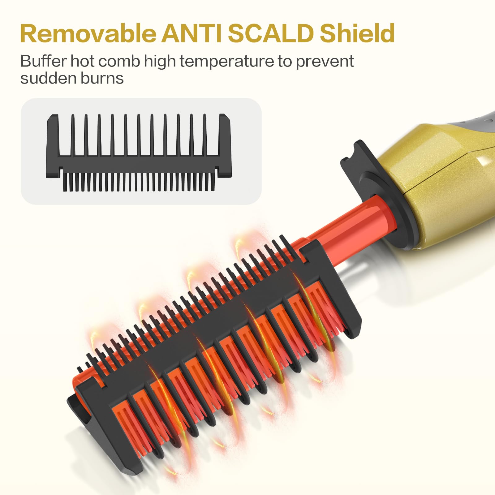 DAN Technology anti-scald attachment removable for safer styling sessions.