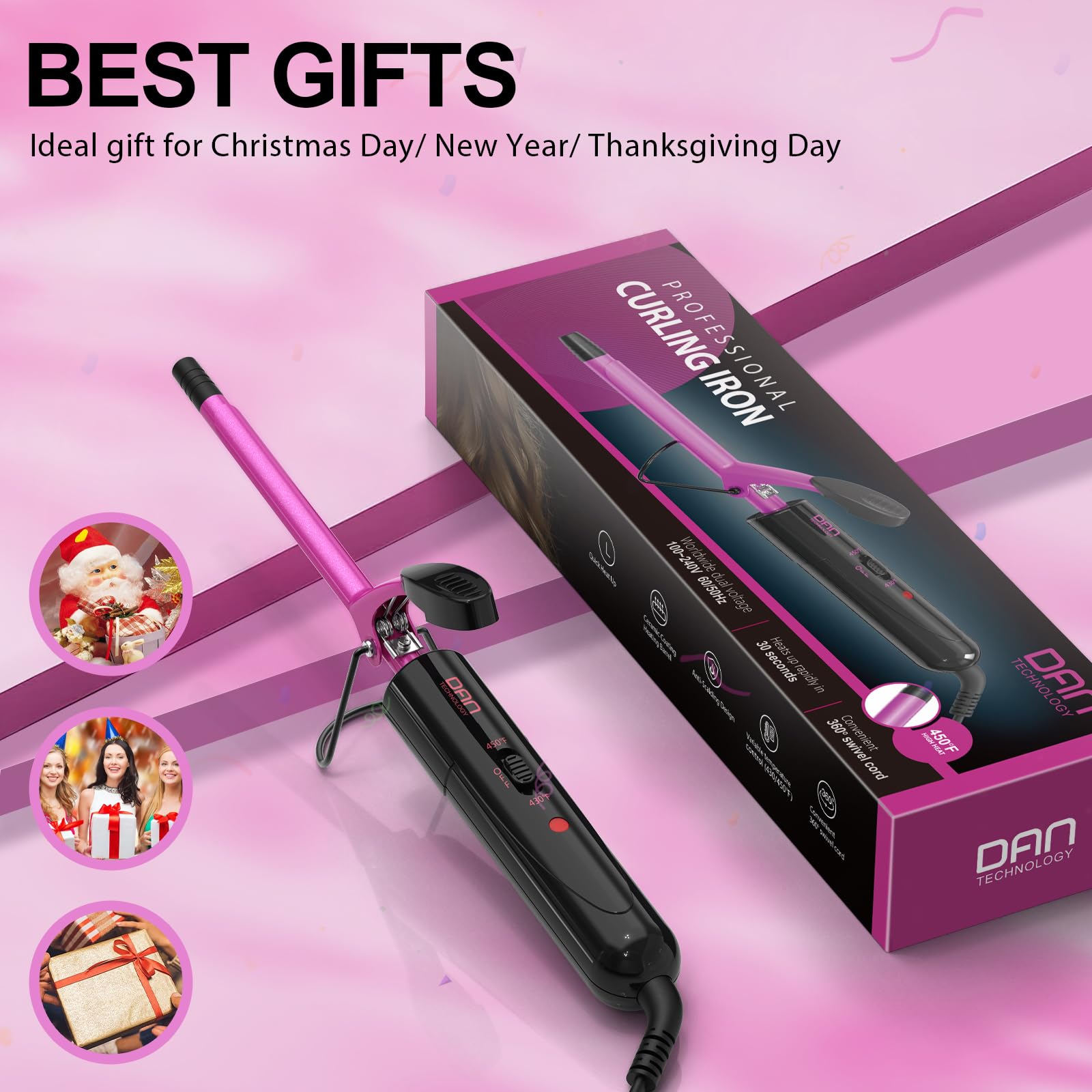 DAN Technology ceramic-barrel 10mm for tight, natural-looking ringlets and beachy waves.