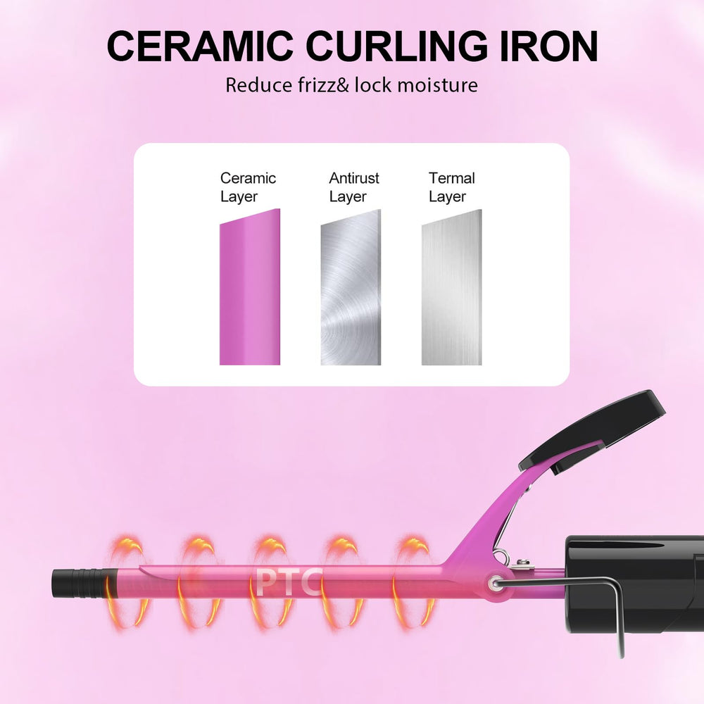 DAN Technology curling wand with swivel cord enables easy styling at any angle.