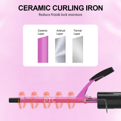 DAN Technology curling wand with swivel cord enables easy styling at any angle.