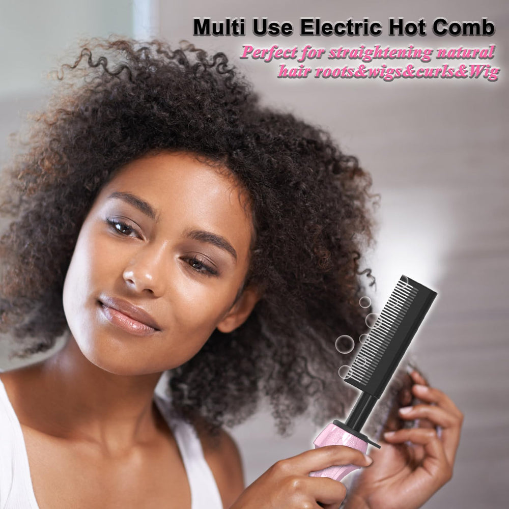 DAN Technology Dan 500℉ hot comb pink in-use styling on hair