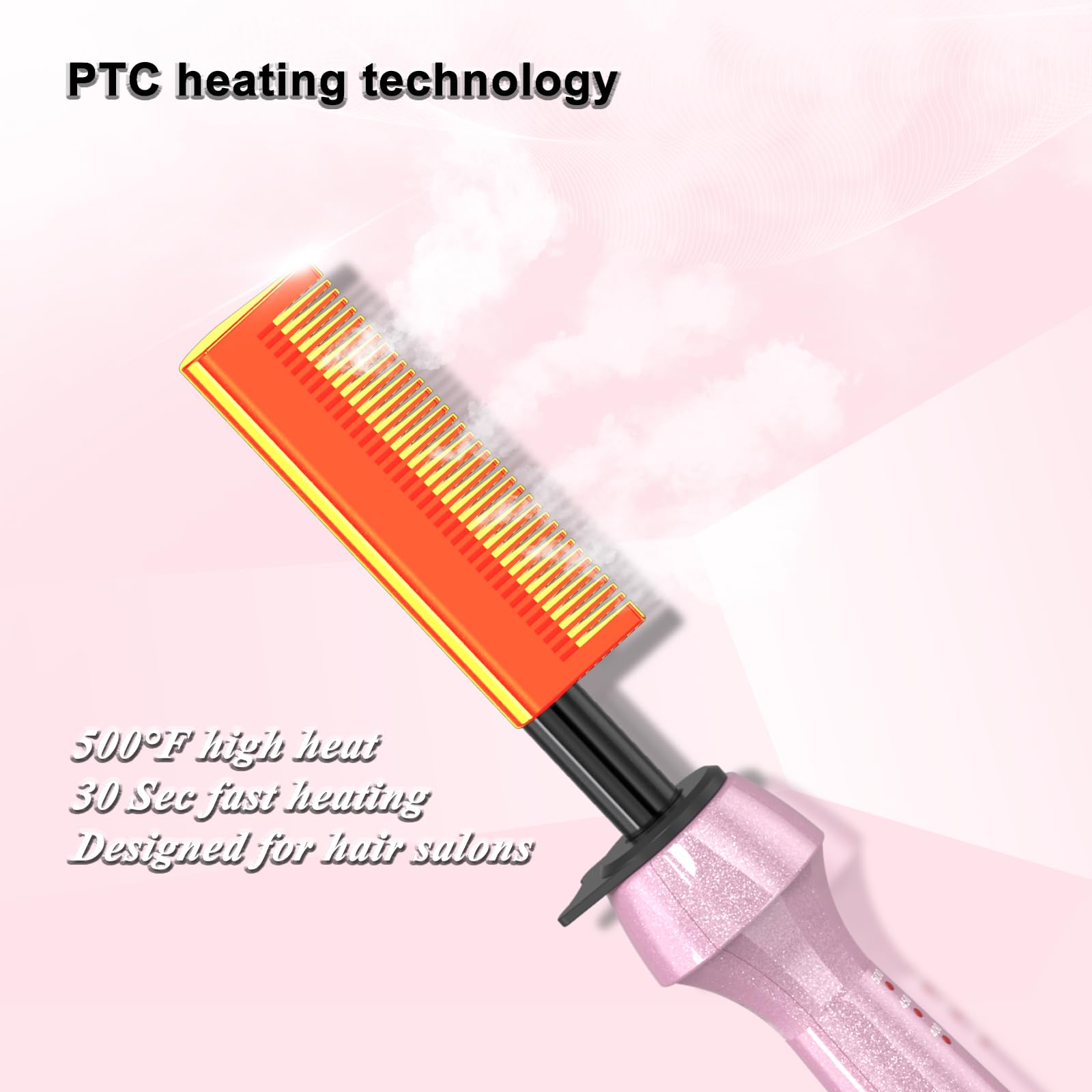 DAN Technology Dan 500℉ hot comb pink plates close-up showing ceramic glaze