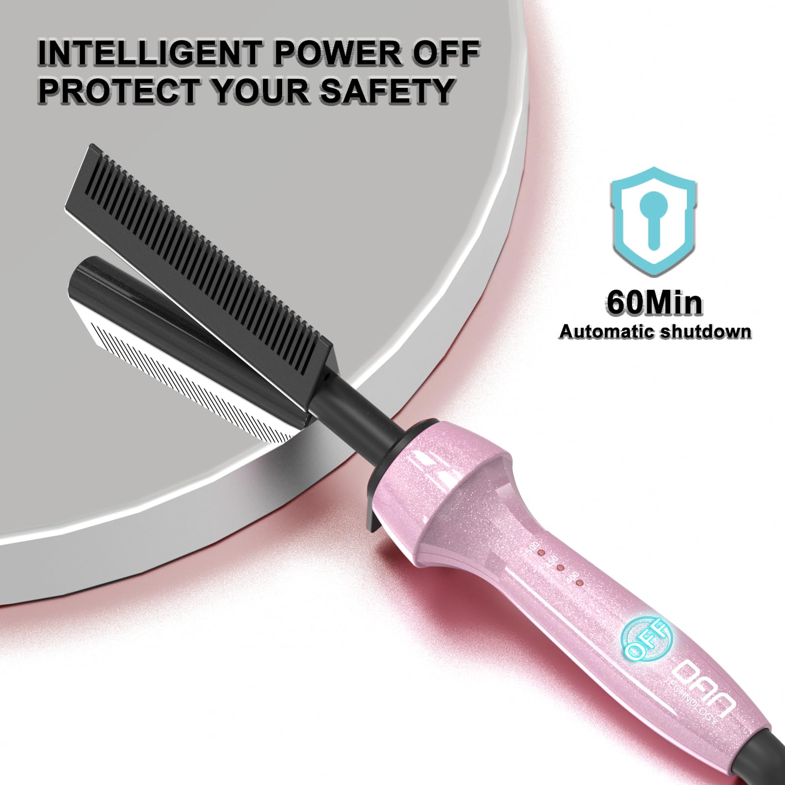 DAN Technology Dan 500℉ hot comb pink straightening wig styling