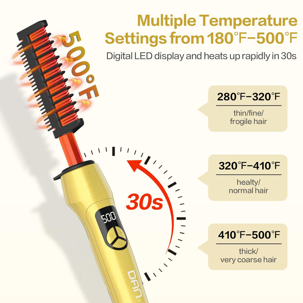 DAN Technology Electric Hot Comb titanium plate close-up showing even heat distribution.