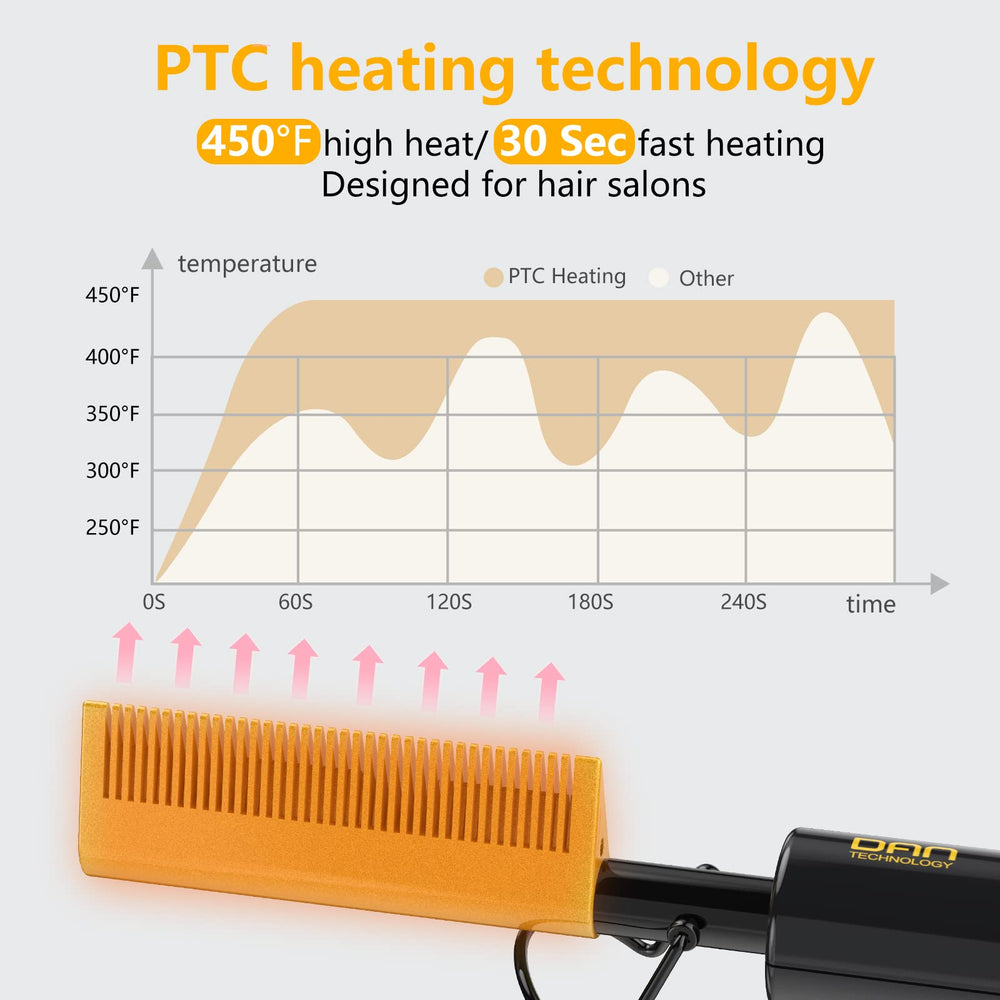 DAN Technology hot comb with high-low temperature control for safe, customized styling.
