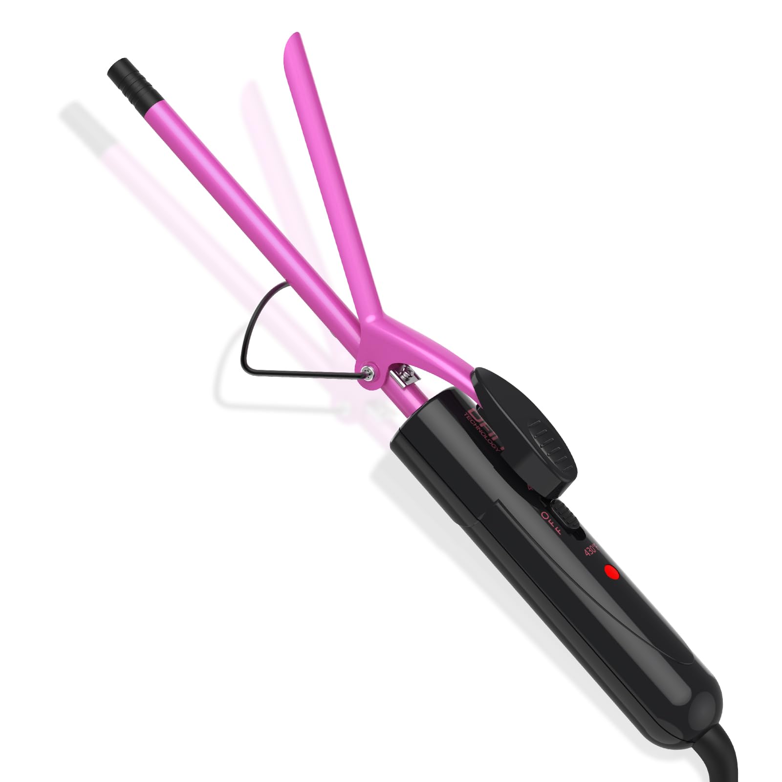 DAN Technology small ceramic curling wand heat settings for fast, defined curls.