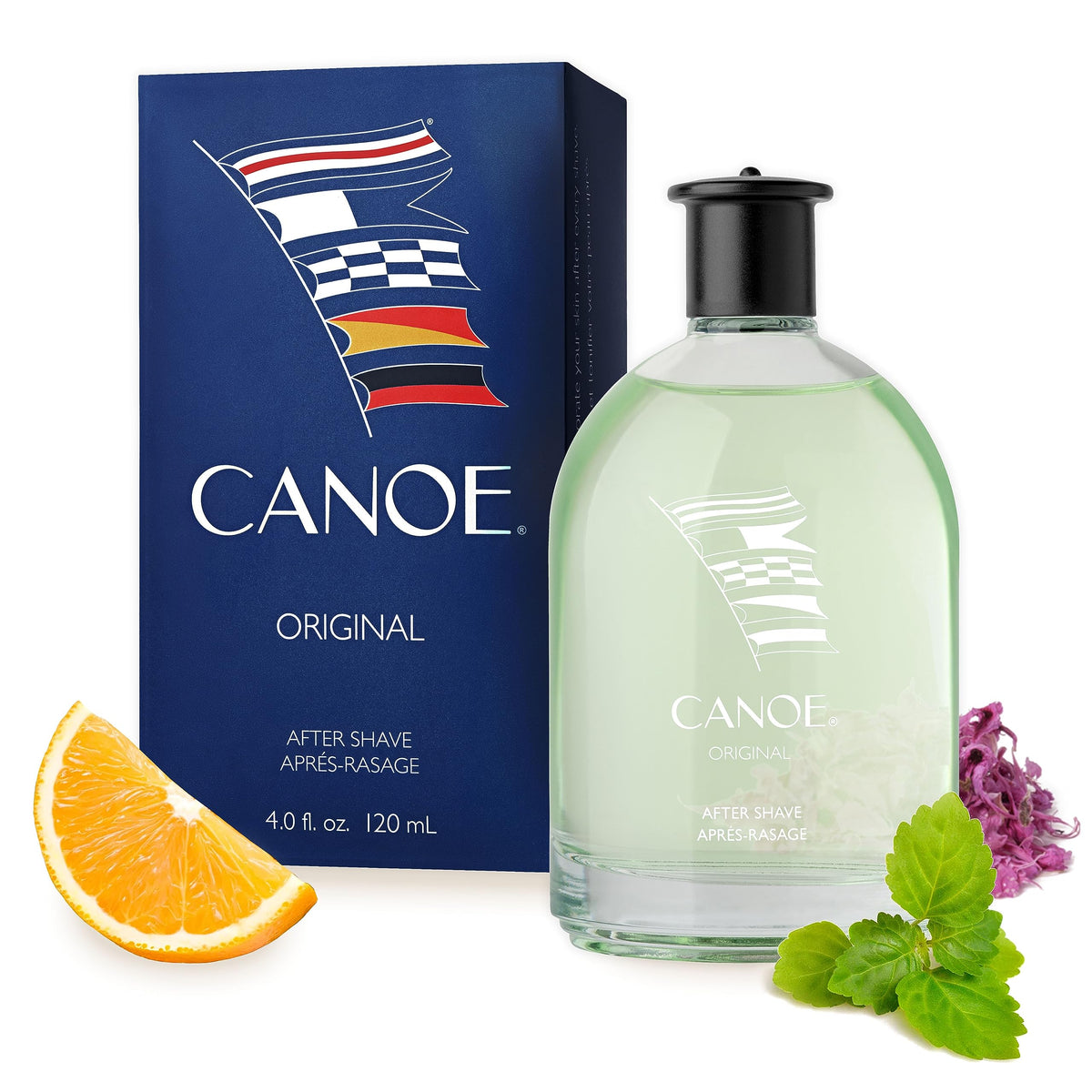 Dana CANOE aftershave bottle front view showcasing classic sport scent for daily grooming.