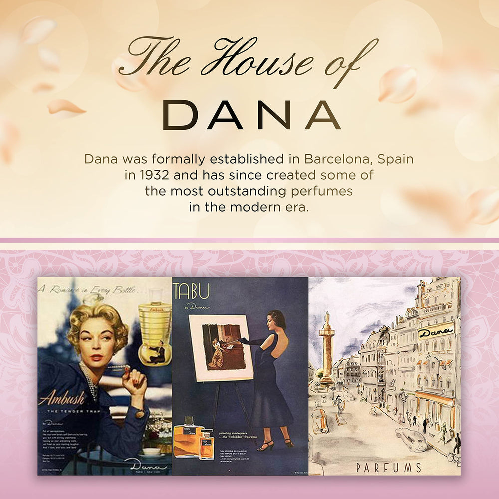 Dana Chantilly side-profile bottle shows a balanced oriental-floral profile for all-day wear.