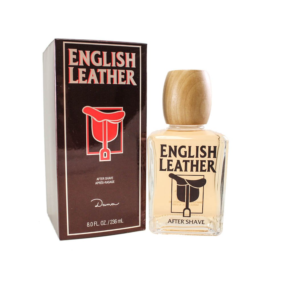 Dana English Leather aftershave pour captures citrus-moss-wood-leather notes for a refined post-shave ritual