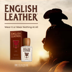 Dana English Leather Aftershave Splash applied to skin for daily grooming with long-lasting scent.