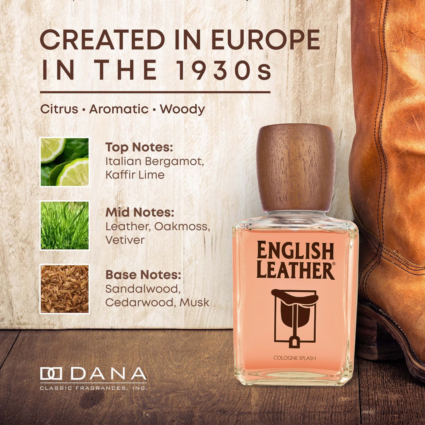 Dana English Leather travel image suggests on-the-go scent reliability.