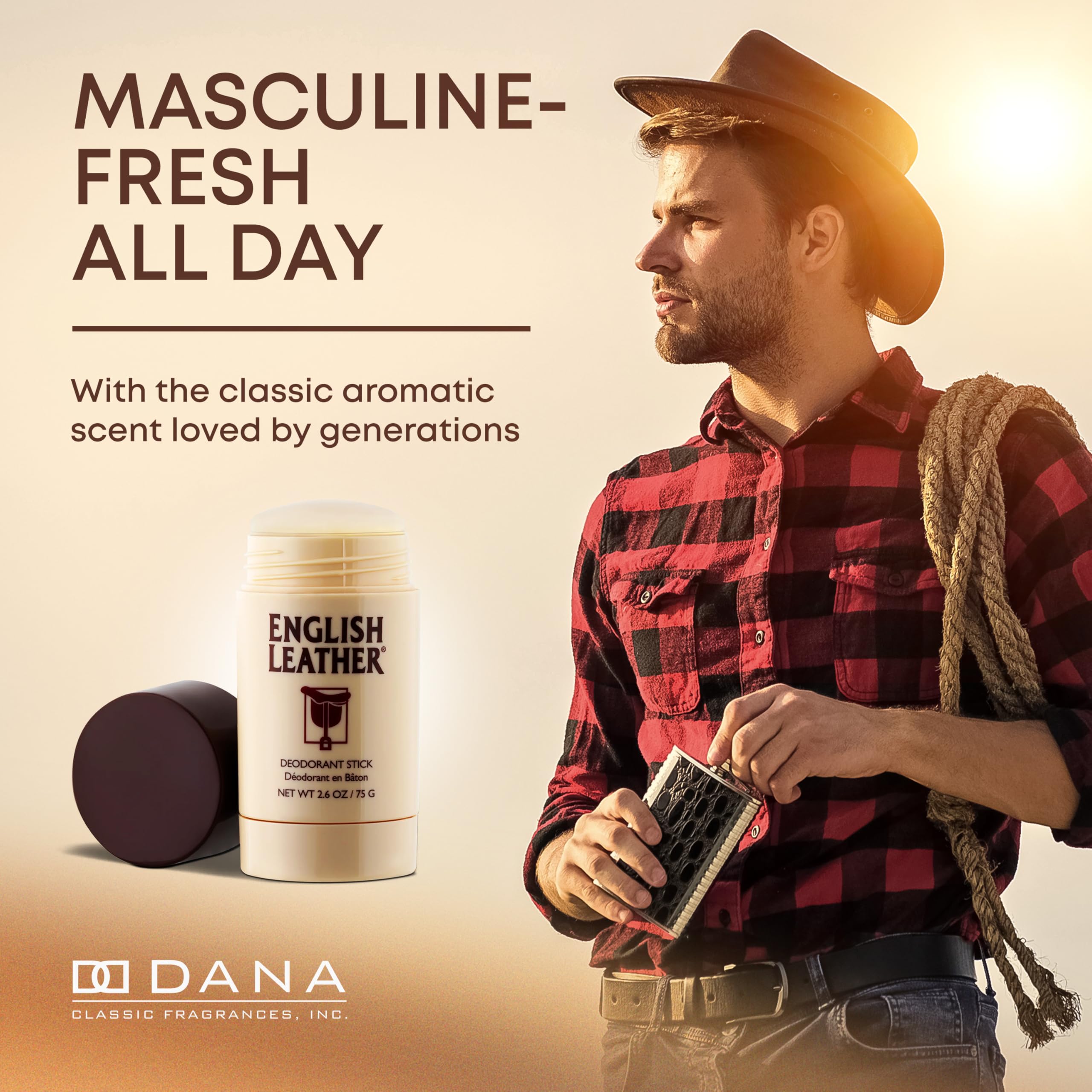 Dana English Leather sandalwood note close-up evokes warm, timeless masculinity.