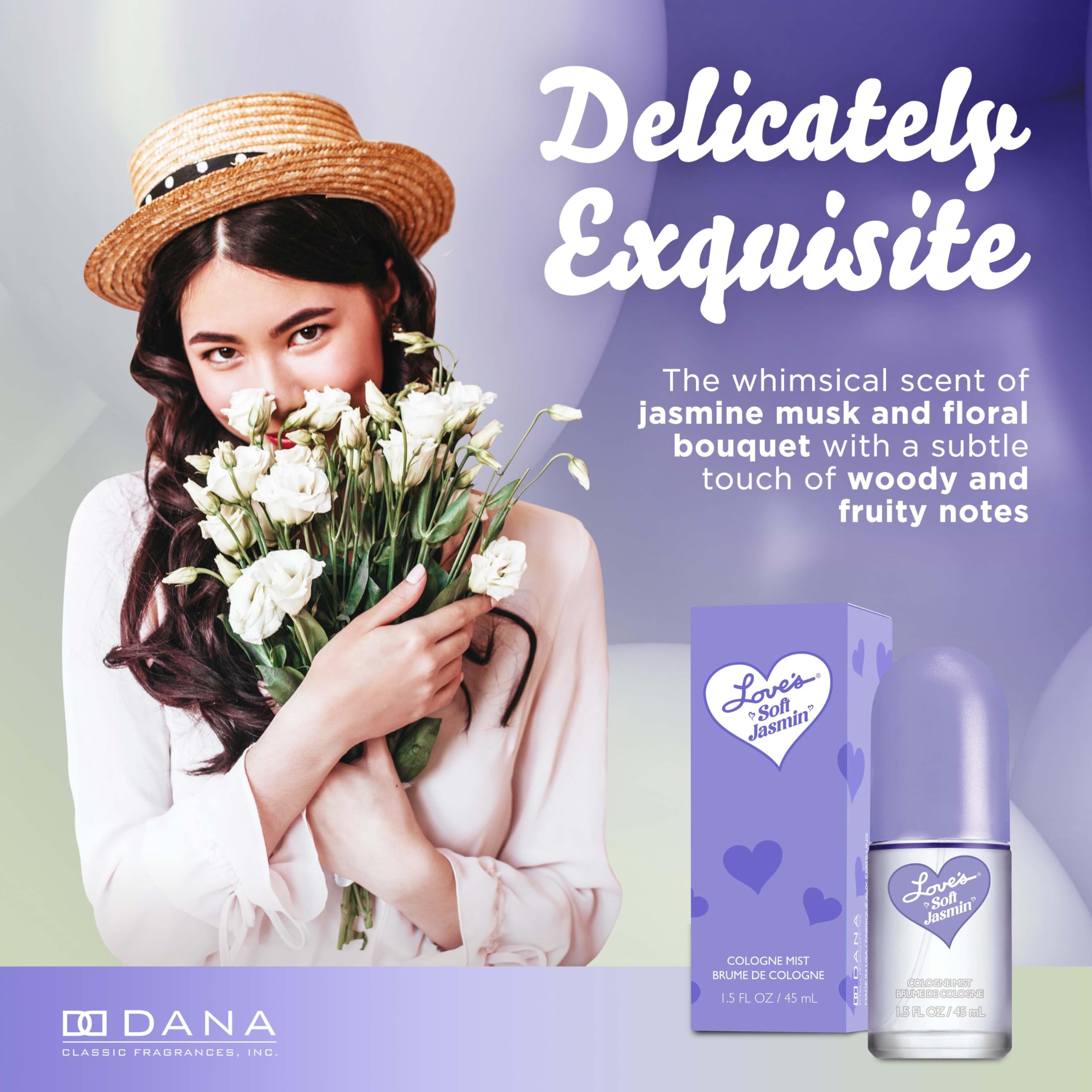 Dana Love's Soft Jasmin travel-size bottle fits purses for on-the-go fragrance