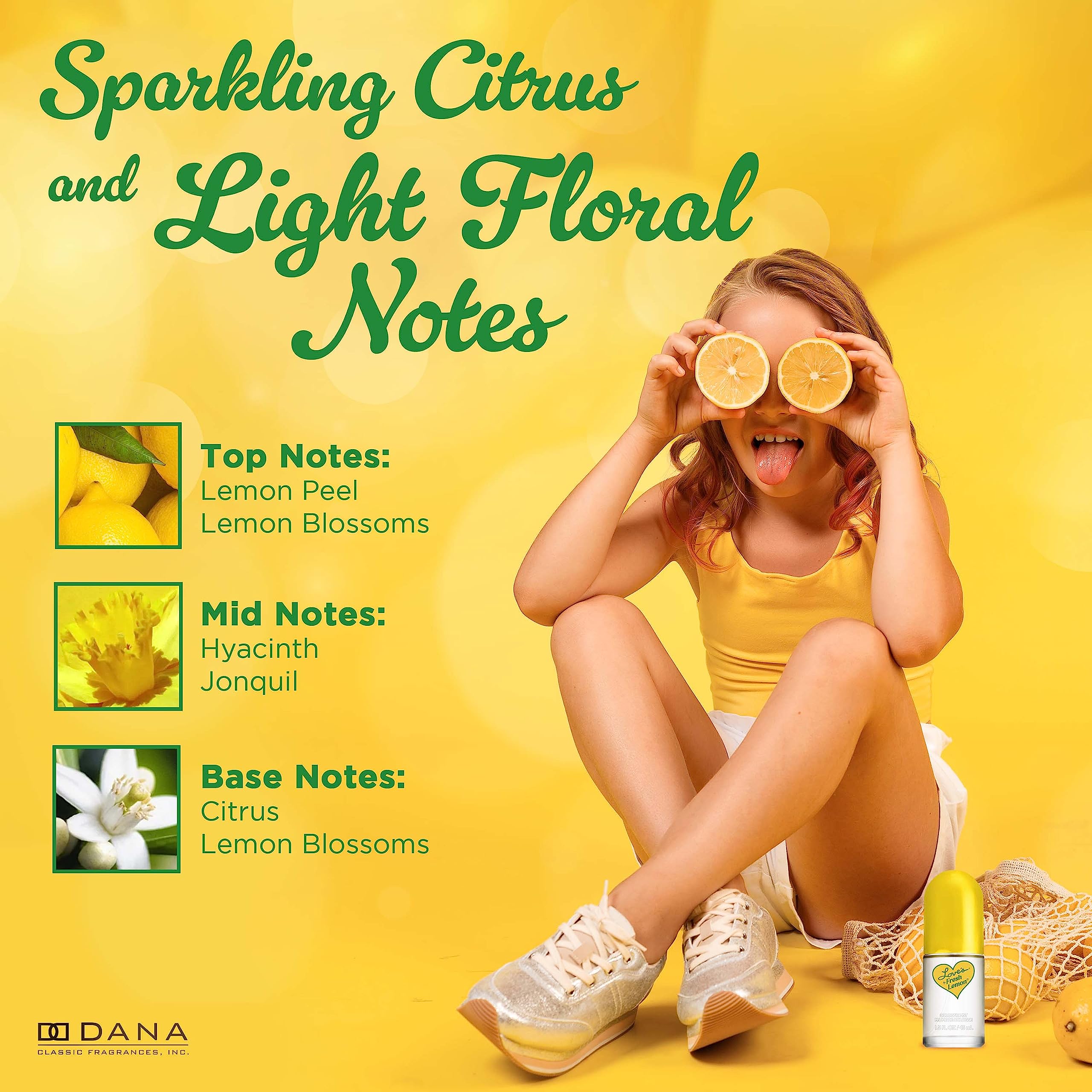 Dana Love's Fresh Lemon spray delivering uplifting citrus aroma.