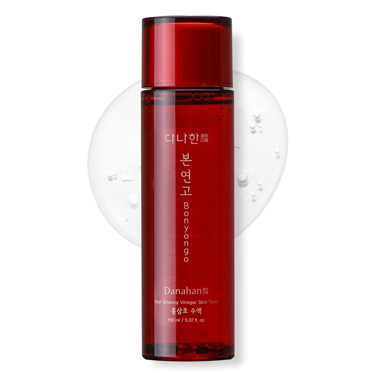DANAHAN Bonyongo Red Ginseng Vinegar Toner bottle close-up for refreshing skin prep.