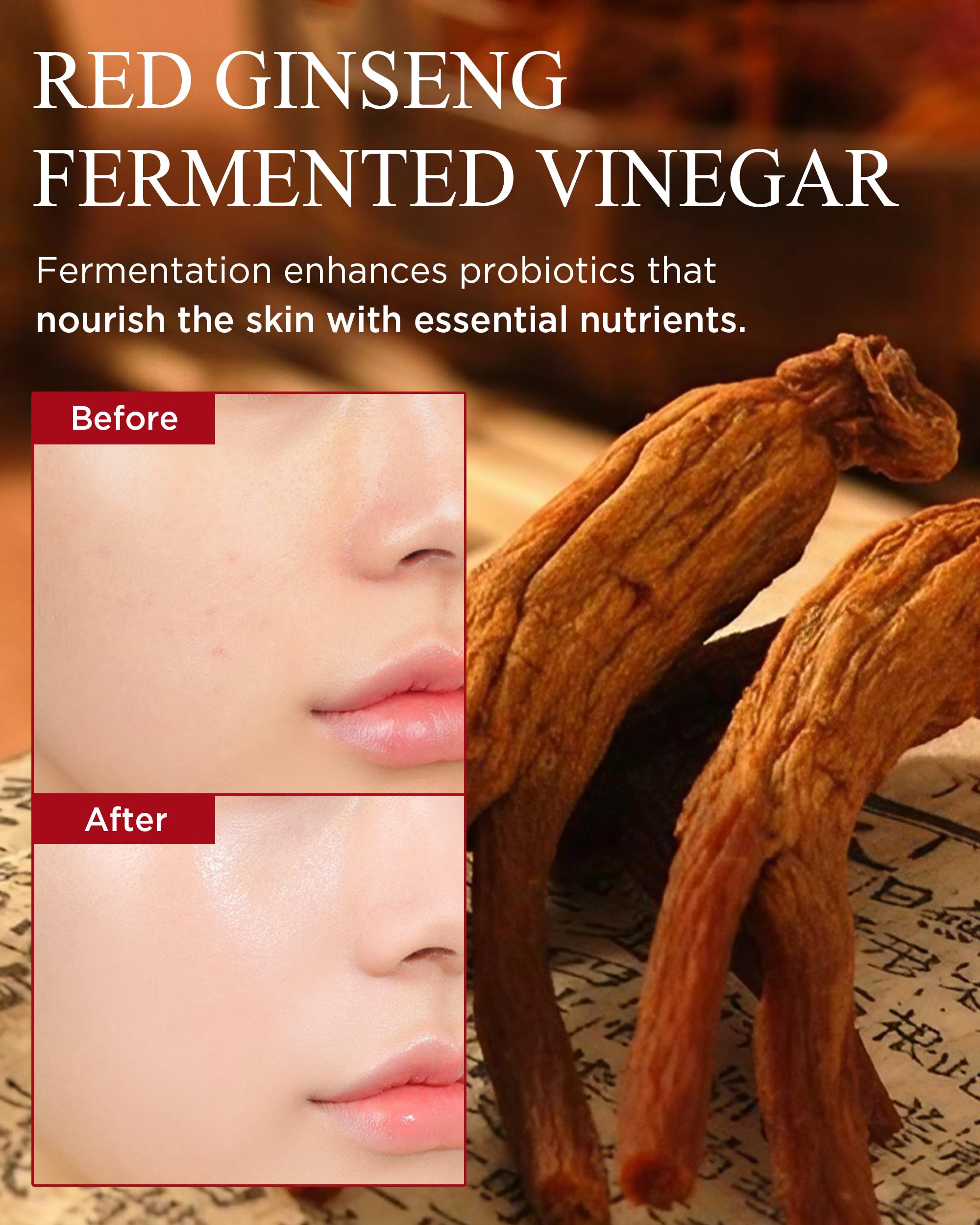 DANAHAN Bonyongo Red Ginseng Vinegar Toner on cotton pad for gentle pre-serum prep.