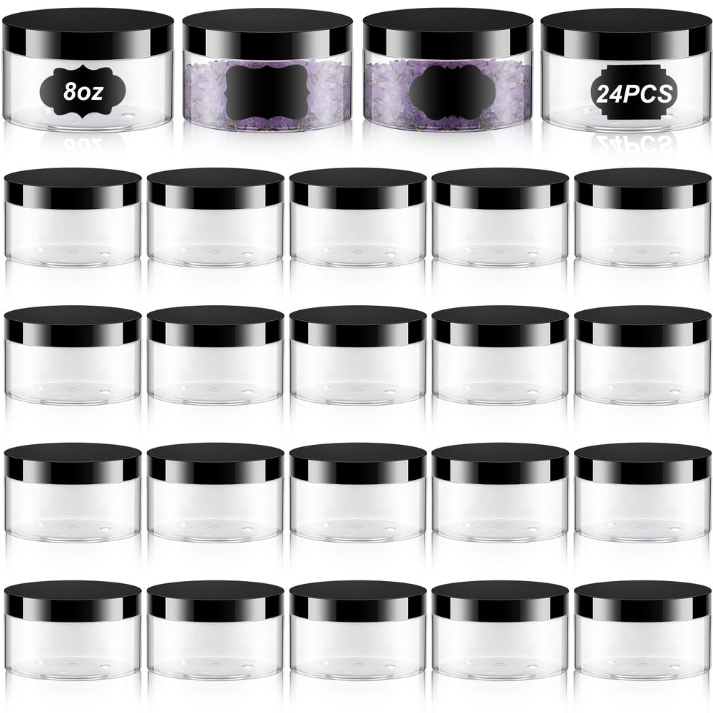 Dandat 24pcs 8oz clear jar set for easy labeling and storage.