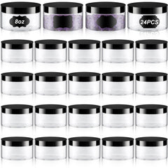 Dandat 24pcs 8oz clear jar set for easy labeling and storage.
