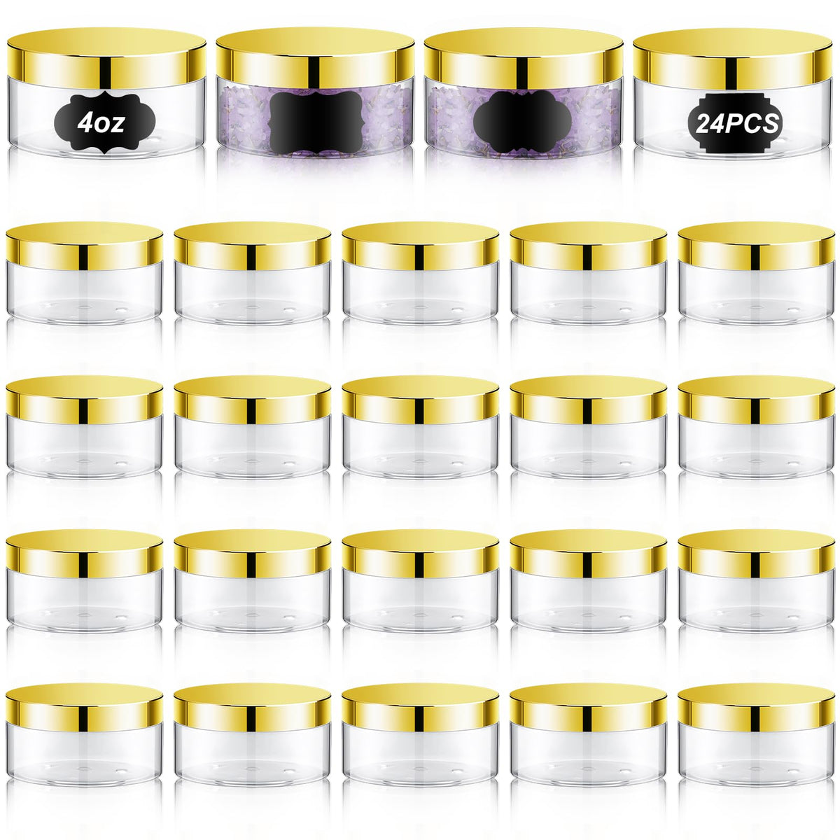 Dandat clear jar with gold lid ideal for travel storage