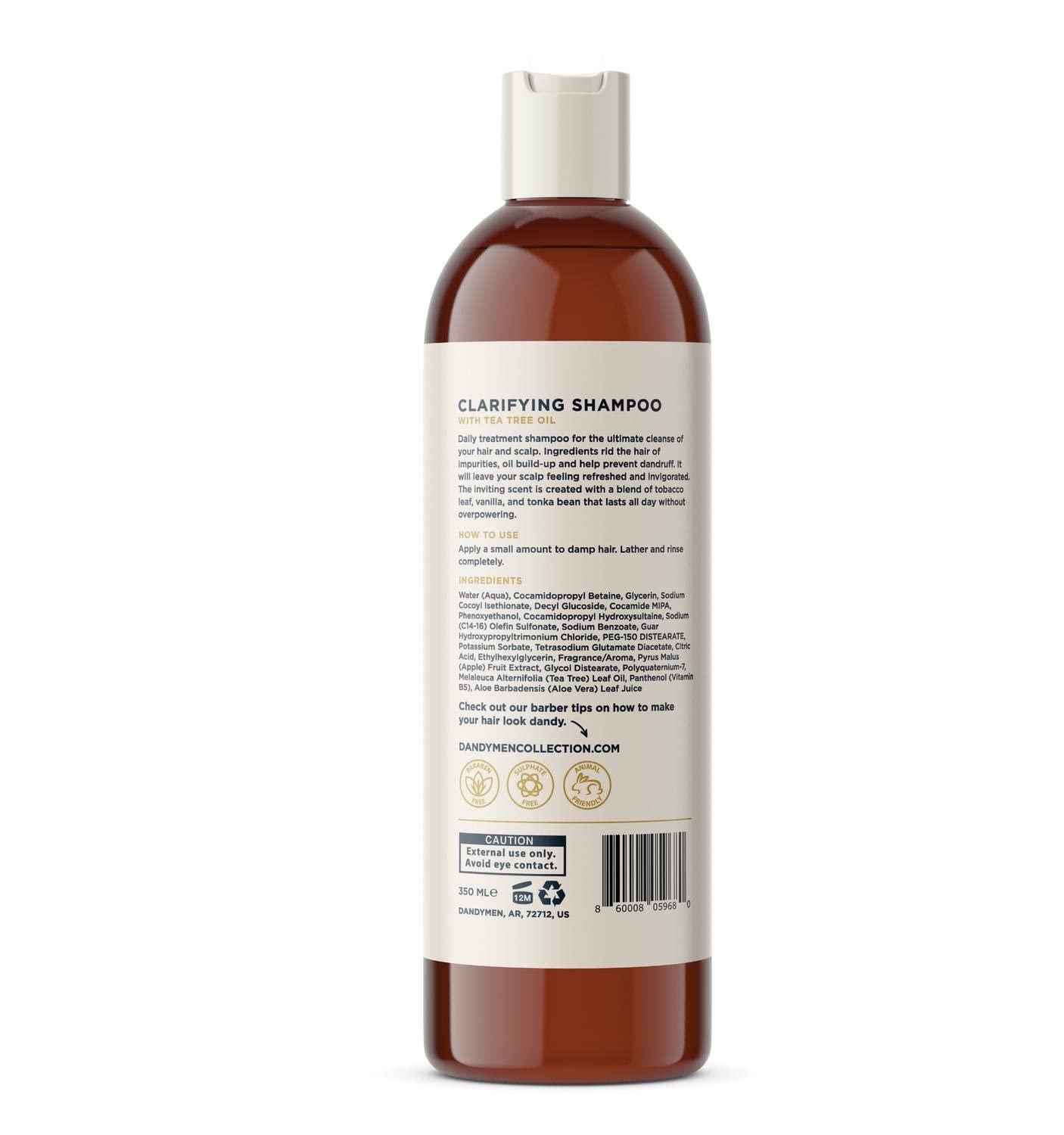 Dandymen Clarifying Shampoo Tea Tree Lather oil removal and cleansing foam