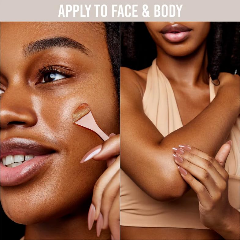 Danessa Myricks Yummy Skin Moisture Repair application swatch on fingertip shows creamy-to-serum transition.