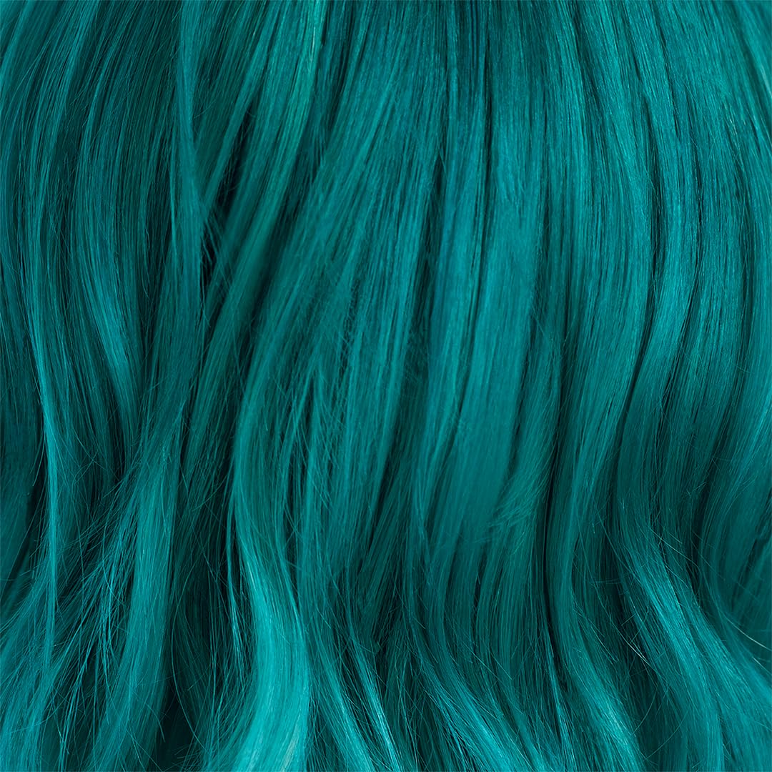 Danger Jones Oblivion Teal color demonstrates conditioning finish for softer-looking hair.