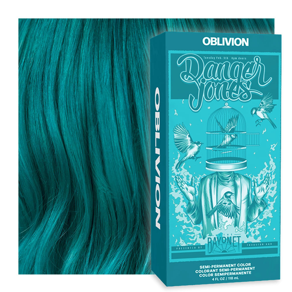 Danger Jones Oblivion Teal color swatch shows vibrant pigment and lasting fade.