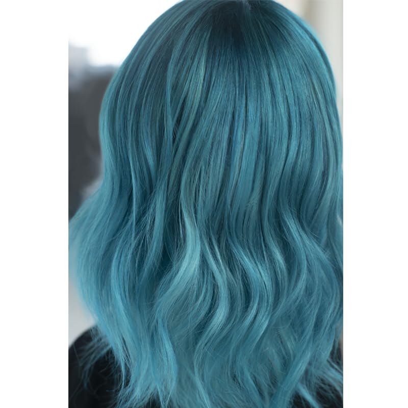 Danger Jones Oblivion Teal on hair close-up reveals rich hue and even coverage.